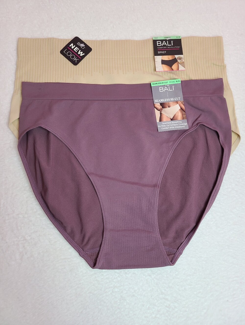 2pk BALI Cool Comfort Seamless Smooth Nylon Panties Size XL